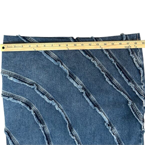 DOLLS KILL X GENERATION KISS JADE MAXI MERMAID DENIM DISTRESSED Y2K SKIRT SZ XL - Picture 6 of 10